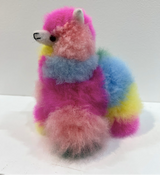 Handmade huacaya rainbow alpaca fur plush from Cusco Peru