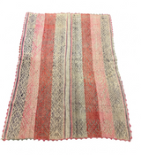 Archival Textile No. 105: A large vintage Peruvian Frazada rug featuring a master-loomed all-over diamond geometric pattern. This one-of-a-kind wool textile is defined by a refined palette of muted terracotta, dusty rose, and weathered slate, suitable for modern minimalist decor
