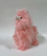 Rare pink Suri alpaca plush toy with long silky fibers handmade.