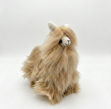 6-inch handmade small beige Suri alpaca stuffed animal, featuring long silky natural fiber, ethically made in Peru, rare miniature luxury plush