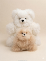 Luxury Alpaca Fur Bear Duo - White and Beige - Unique Mother's Day Gift Idea 2026