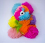 An Alpaca Fur Teddy Bear in multicolors handmade in Peru.