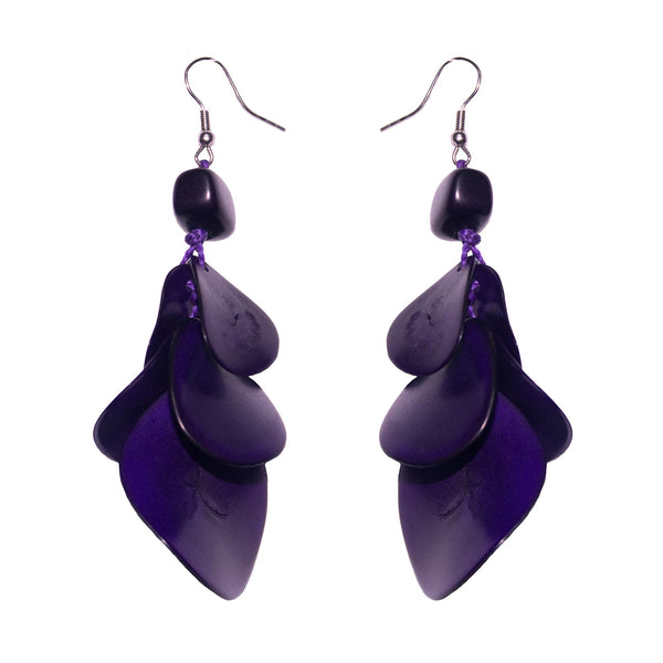 Purple  Drop Tagua Earring