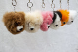 Pink teddy bear alpaca fur keychain handmade in Peru, soft pink bear bag charm luxury kawaii accessory