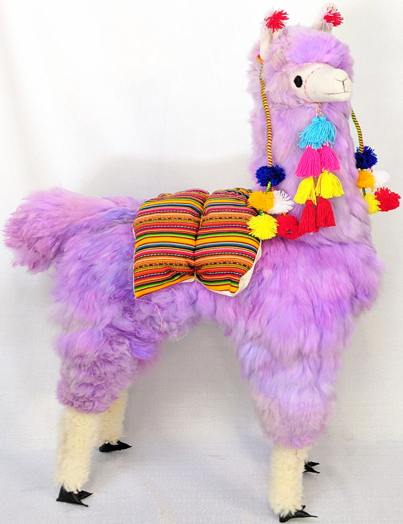 Large Lavender Llama with Pompoms