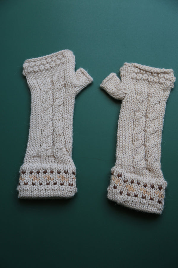 Alpaca Gloves Chain Beige