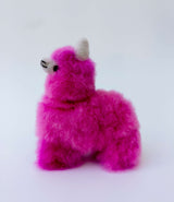 small 7-inch hot pink alpaca fur llama stuffed animal handmade in Peru