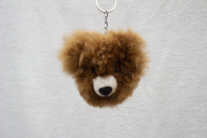 Alpaca Fur  Keychain Brown Bear