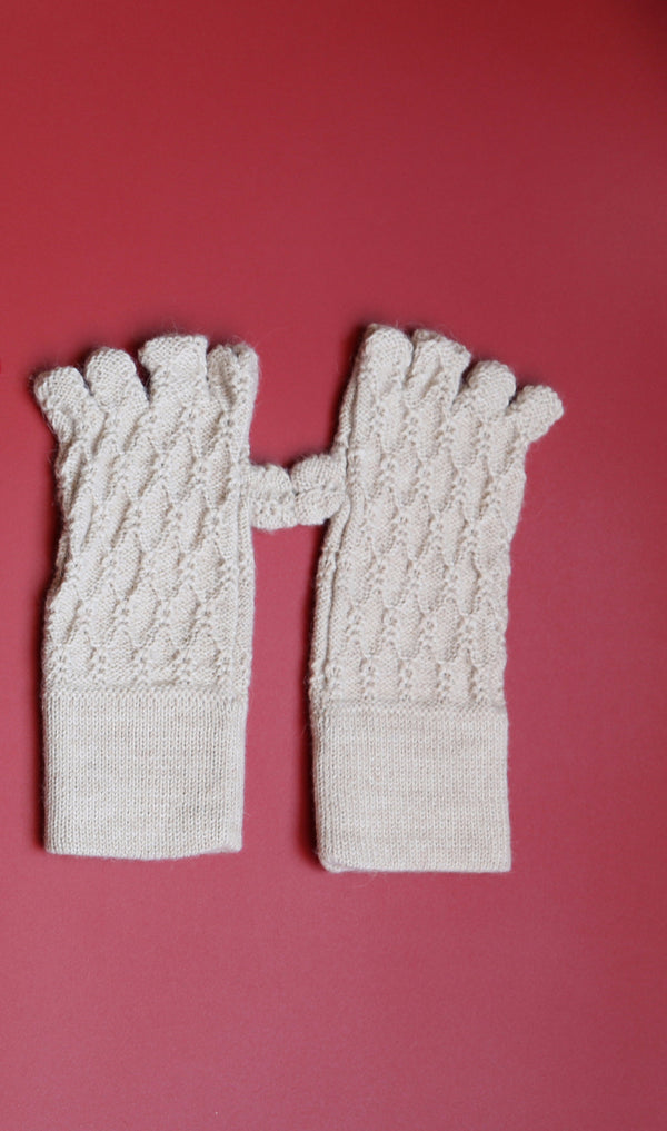 Alpaca Gloves Web Beige