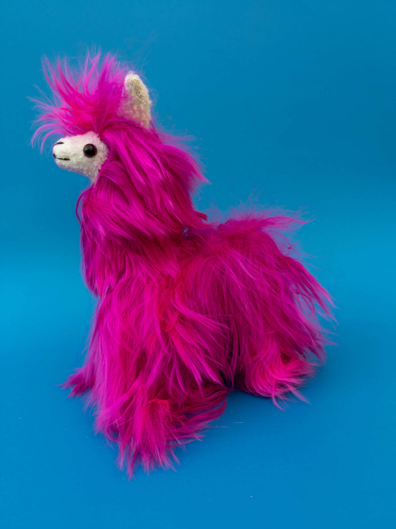 Alpaca Suri Stuffed Animal Fuchsia